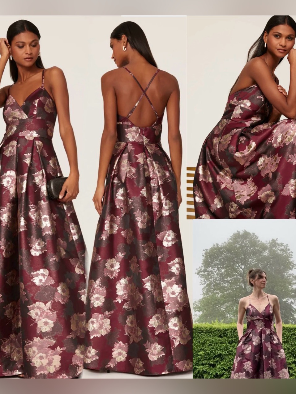 Hutch Merlot Floral Gown In Size 6 Event Stunner!